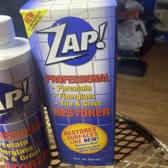 Zap Professional Restorer for Porcelain Fiberglass Tile Grout 16 oz New W/ Pads - Picture 2 of 3